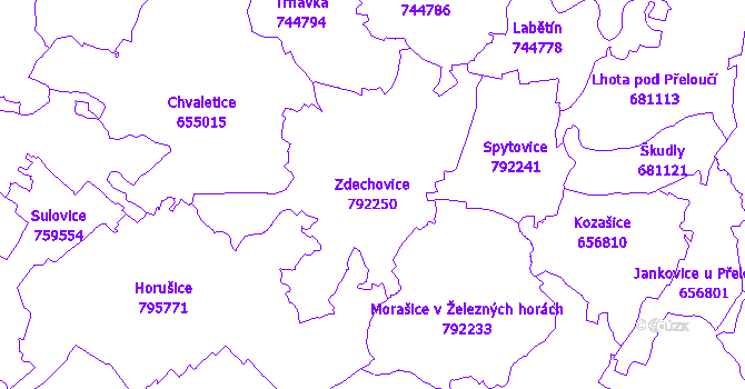 Katastrální mapa Zdechovice