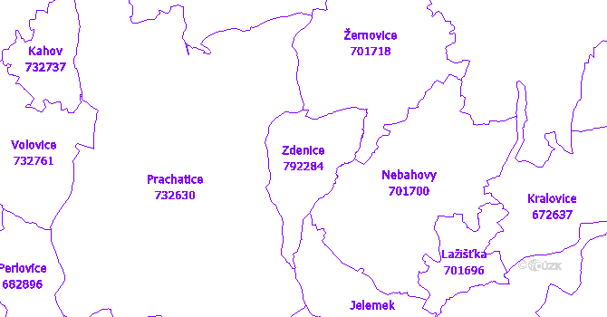 Katastrální mapa Zdenice
