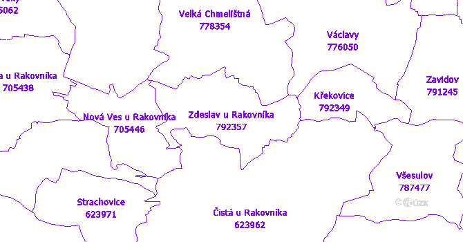 Katastrální mapa Zdeslav u Rakovníka - přehledová mapa katastrálního území