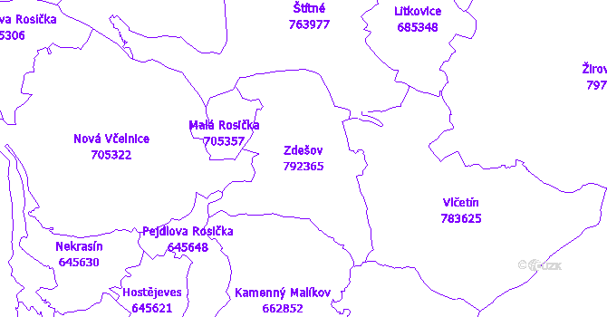 Katastrální mapa Zdešov