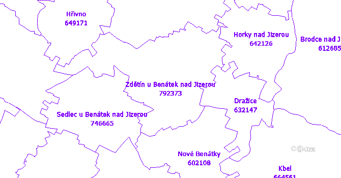 Katastrální mapa Zdětín u Benátek nad Jizerou - přehledová mapa katastrálního území