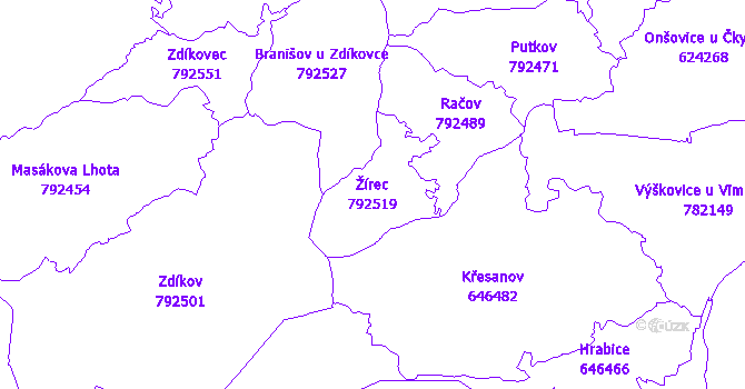 Katastrální mapa Žírec