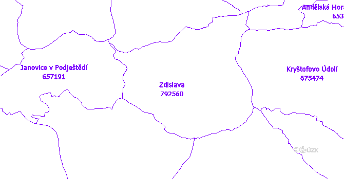 Katastrální mapa Zdislava - přehledová mapa katastrálního území