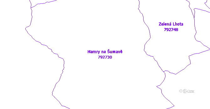 Katastrální mapa Hamry na Šumavě