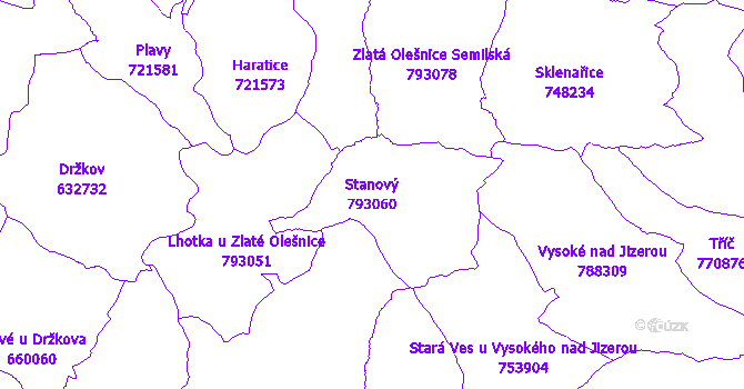 Katastrální mapa Stanový
