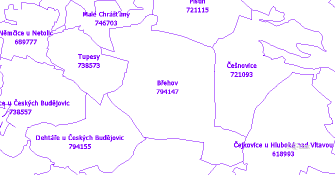Katastrální mapa Břehov