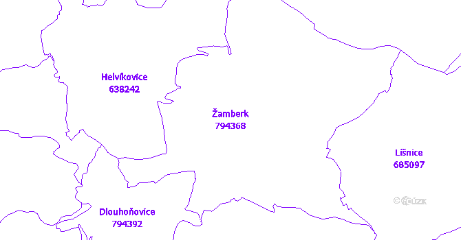 Katastrální mapa Žamberk - přehledová mapa katastrálního území