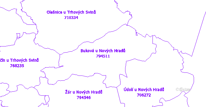 Katastrální mapa Buková u Nových Hradů
