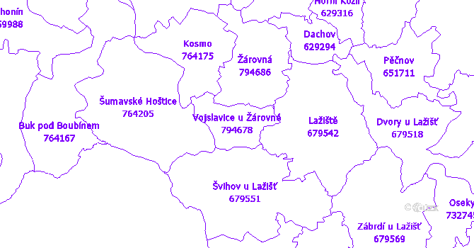 Katastrální mapa Vojslavice u Žárovné