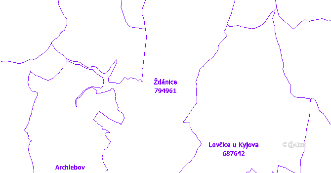 Katastrální mapa Ždánice - přehledová mapa katastrálního území
