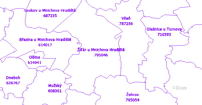 Katastrální mapa Žďár u Mnichova Hradiště - přehledová mapa katastrálního území