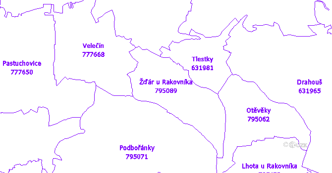 Katastrální mapa Žďár u Rakovníka - přehledová mapa katastrálního území