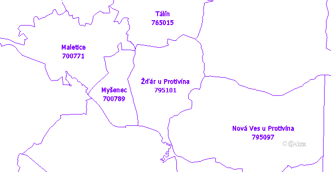Katastrální mapa Žďár u Protivína - přehledová mapa katastrálního území