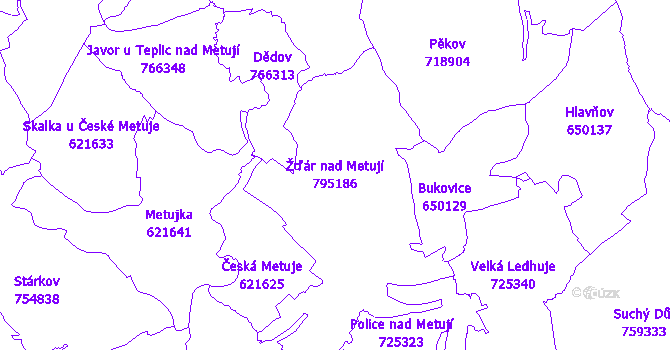 Katastrální mapa Žďár nad Metují - přehledová mapa katastrálního území