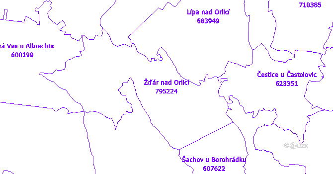 Katastrální mapa Žďár nad Orlicí - přehledová mapa katastrálního území