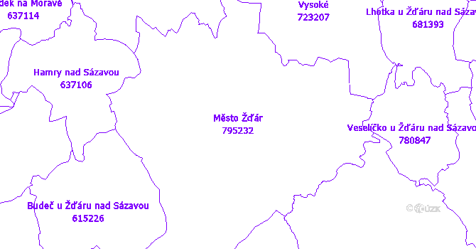 Katastrální mapa Město Žďár - přehledová mapa katastrálního území