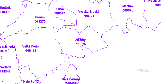 Katastrální mapa Žďárky - přehledová mapa katastrálního území