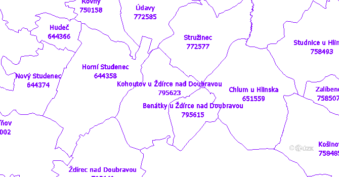 Katastrální mapa Kohoutov u Ždírce nad Doubravou