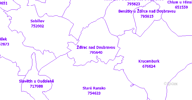 Katastrální mapa Ždírec nad Doubravou - přehledová mapa katastrálního území