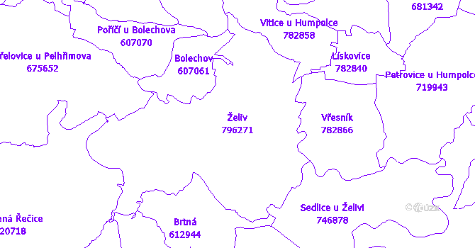 Katastrální mapa Želiv