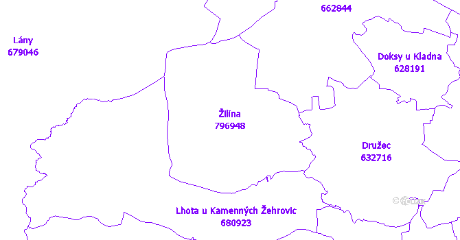 Katastrální mapa Žilina - přehledová mapa katastrálního území