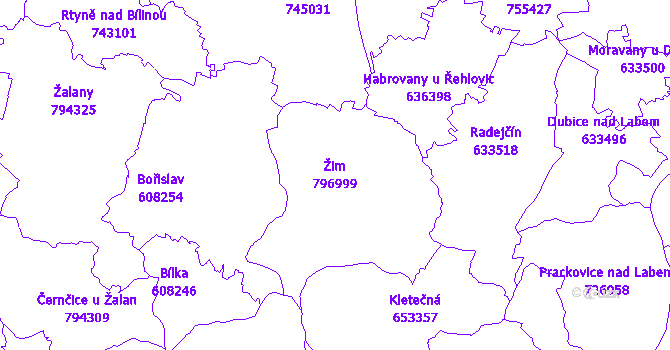 Katastrální mapa Žim - přehledová mapa katastrálního území