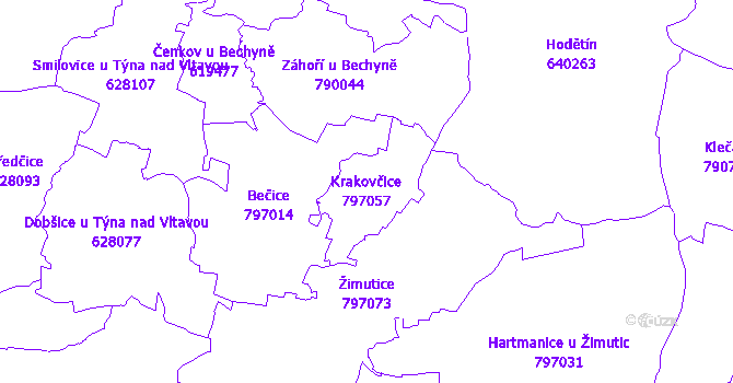 Katastrální mapa Krakovčice