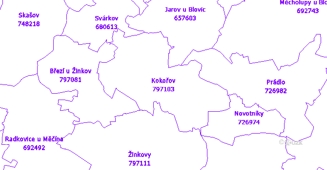Katastrální mapa Kokořov - přehledová mapa katastrálního území