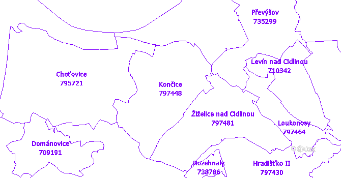 Katastrální mapa Končice