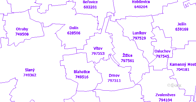 Katastrální mapa Vítov - přehledová mapa katastrálního území