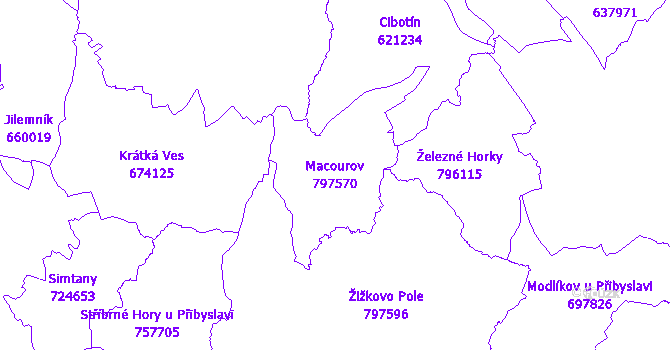 Katastrální mapa Macourov