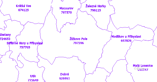 Katastrální mapa Žižkovo Pole - přehledová mapa katastrálního území