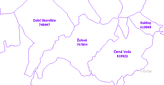 Katastrální mapa Žulová - přehledová mapa katastrálního území