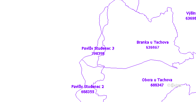 Katastrální mapa Pavlův Studenec 3 - přehledová mapa katastrálního území