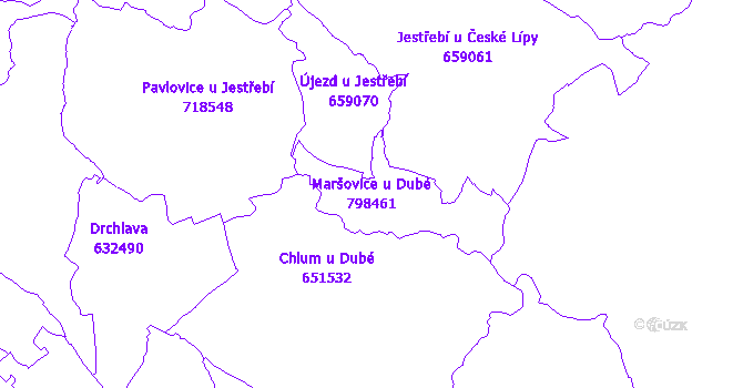 Katastrální mapa Maršovice u Dubé - přehledová mapa katastrálního území