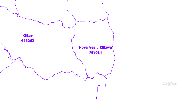 Katastrální mapa Nová Ves u Klikova - přehledová mapa katastrálního území