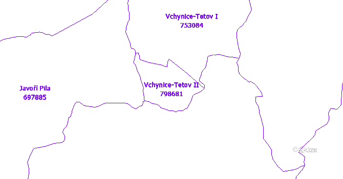 Katastrální mapa Vchynice-Tetov II - přehledová mapa katastrálního území
