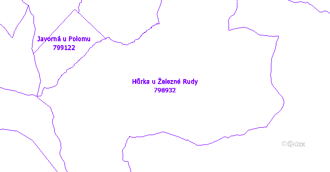 Katastrální mapa Hůrka u Železné Rudy - přehledová mapa katastrálního území