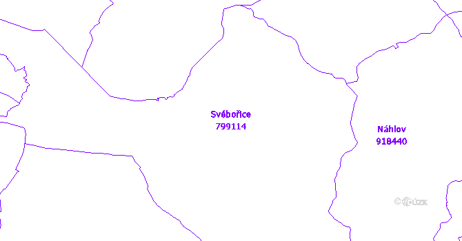 Katastrální mapa Svébořice - přehledová mapa katastrálního území
