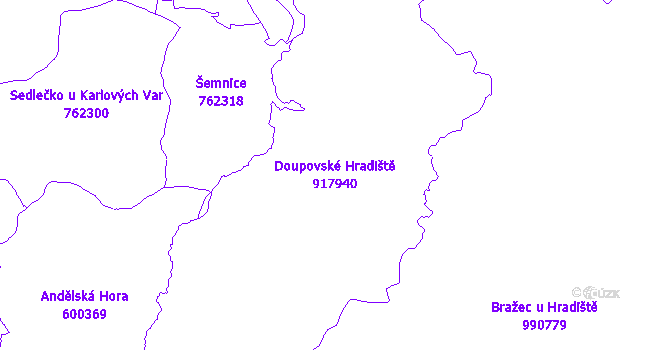 Katastrální mapa Doupovské Hradiště - přehledová mapa katastrálního území