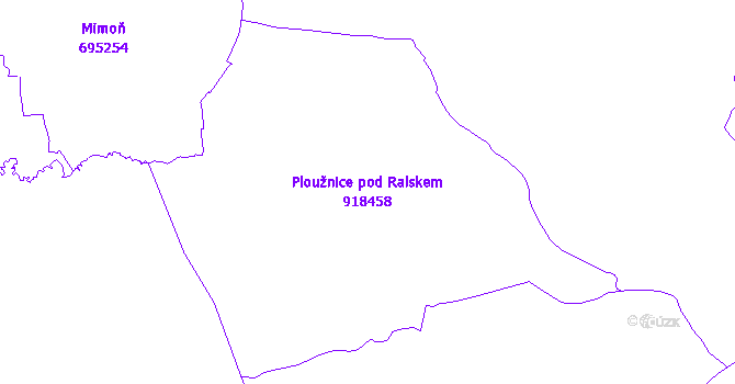 Katastrální mapa Ploužnice pod Ralskem - přehledová mapa katastrálního území