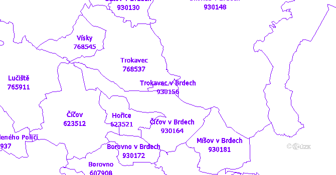 Katastrální mapa Trokavec v Brdech - přehledová mapa katastrálního území