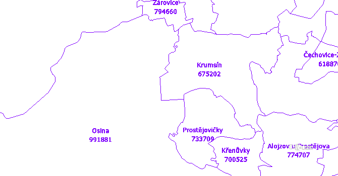 Katastrální mapa Osinky u Krumsína