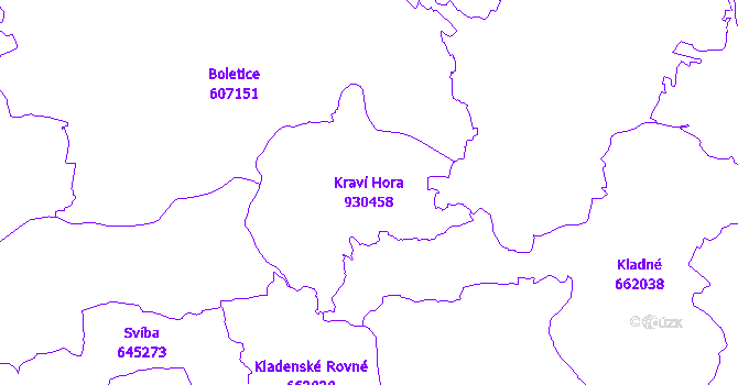 Katastrální mapa Kraví Hora - přehledová mapa katastrálního území