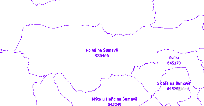 Katastrální mapa Polná na Šumavě - přehledová mapa katastrálního území
