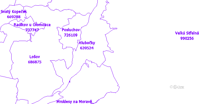 Katastrální mapa Hlubočky I - přehledová mapa katastrálního území