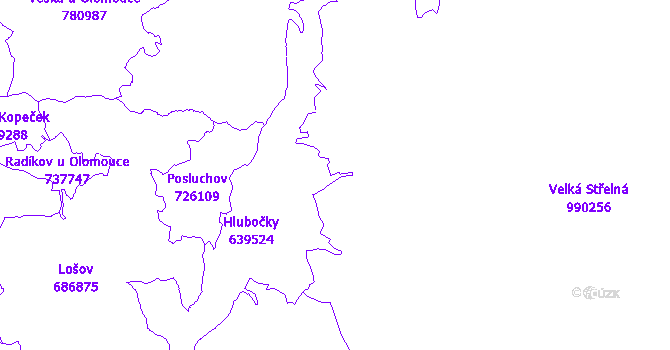 Katastrální mapa Hlubočky III - přehledová mapa katastrálního území