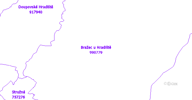 Katastrální mapa Bražec u Hradiště - přehledová mapa katastrálního území