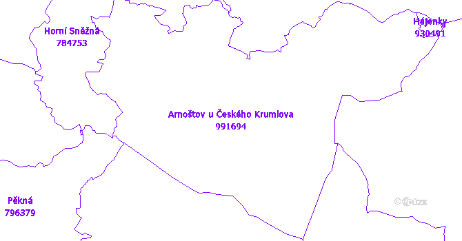 Katastrální mapa Arnoštov u Českého Krumlova - přehledová mapa katastrálního území