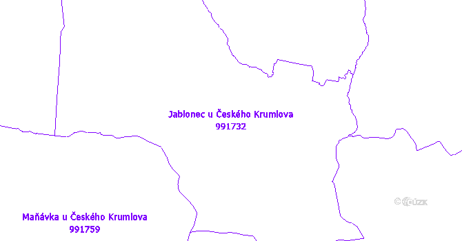 Katastrální mapa Jablonec u Českého Krumlova - přehledová mapa katastrálního území